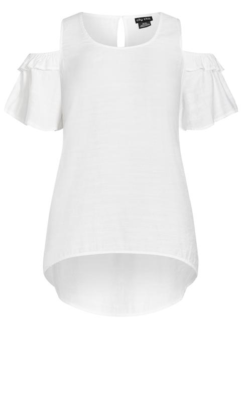 Evans Ivory White Cold Shoulder T-Shirt 5