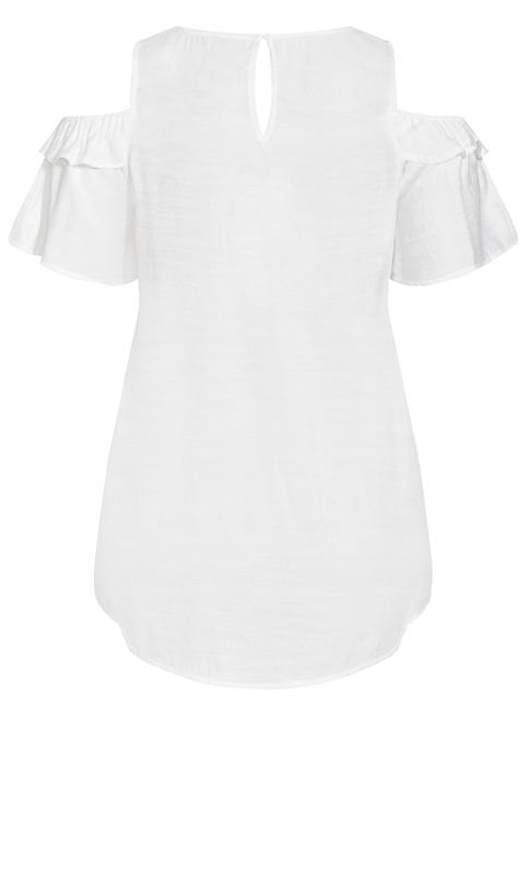 Evans Ivory White Cold Shoulder T-Shirt 6