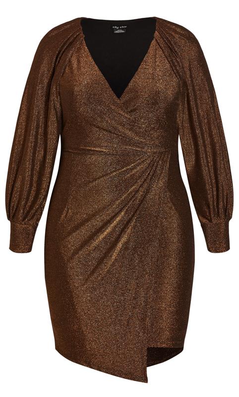 Evans Brown Glitter Midi Wrap Dress 4
