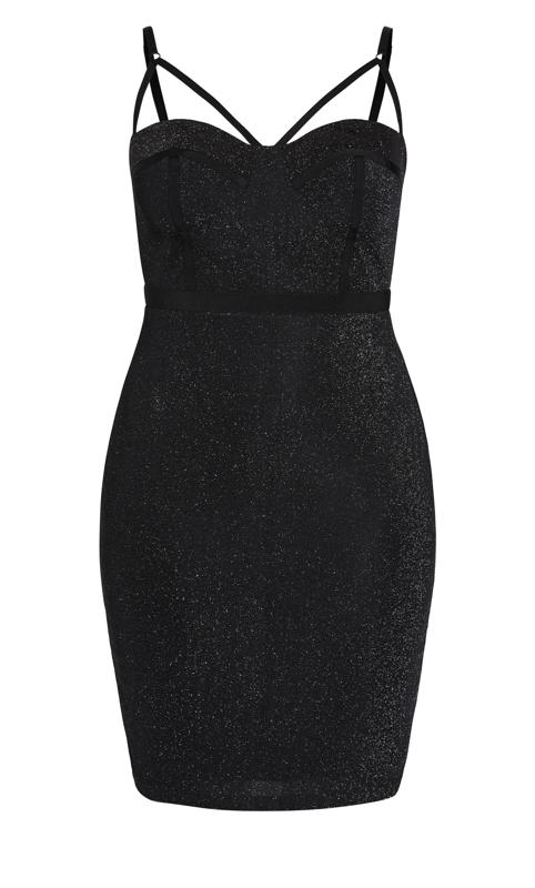Evans Black Glitter Strap Detail Bodycon Midi Dress 5