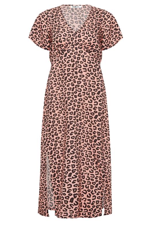 YOURS PETITE Plus Size Pink Leopard Print Midi Tea Dress | Yours Clothing 6