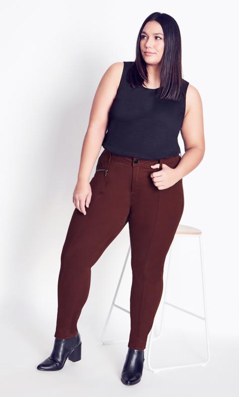 Plus Size  Avenue Brown Pintuck Skinny Jeans