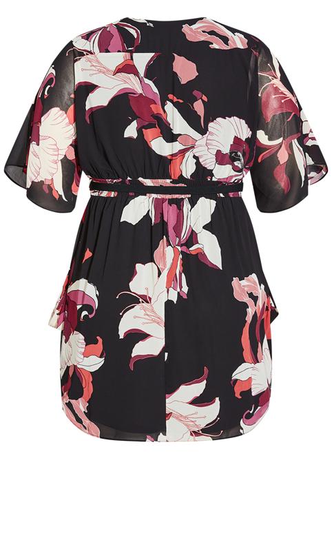 Evans Black Floral Print Wrap Midi Dress 4