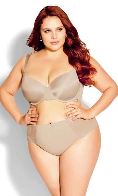  Grande Taille Evans Latte Brown High Waisted Lace Brief