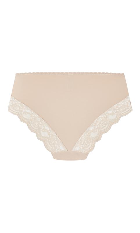 Evans Latte Brown High Waisted Lace Brief 4