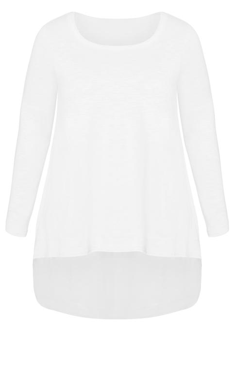 Evans Ivory White Billie Hi Lo Slub Long Sleeve T-Shirt 6