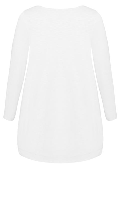 Evans Ivory White Billie Hi Lo Slub Long Sleeve T-Shirt 7