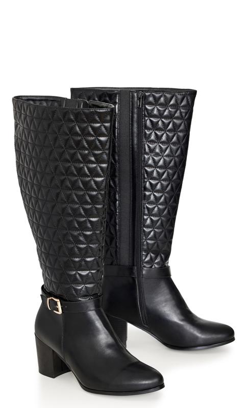 Elizabeth Black Wide Fit Quilted Tall Boot 7