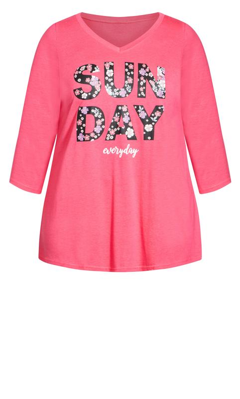 Evans Pink 'Sunday Everyday' Floral Print Pyjama Top 6