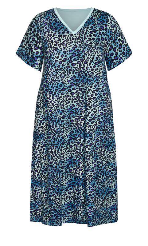 Evans Blue Print Short Sleeve Maxi Nightdress 3