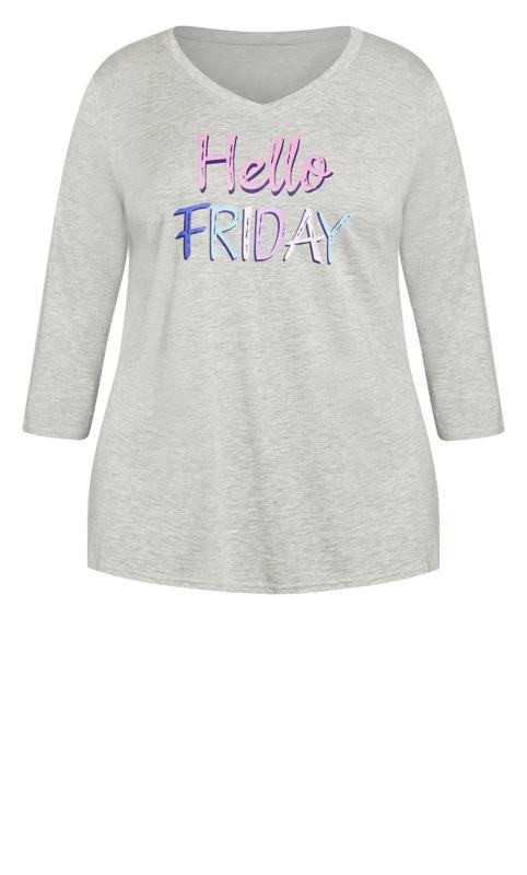 Evans Grey 'Hello Friday' Print Pyjama Top 5
