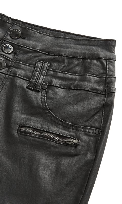 Evans Black PU Leather Skinny Jeans 6