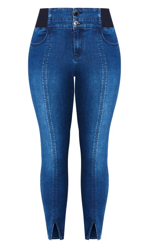 City Chic Blue Denim Harley Split Hem Jeans 3