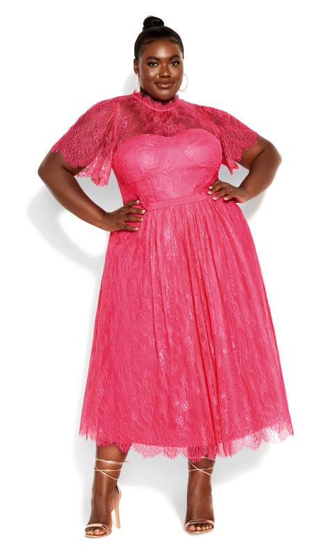 Plus Size  Evans Pink Daring Lace Dress