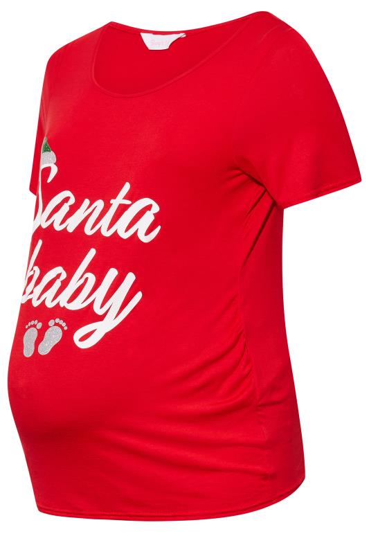 BUMP IT UP MATERNITY Plus Size Red 'Santa Baby' Christmas Top | Yours Clothing 6