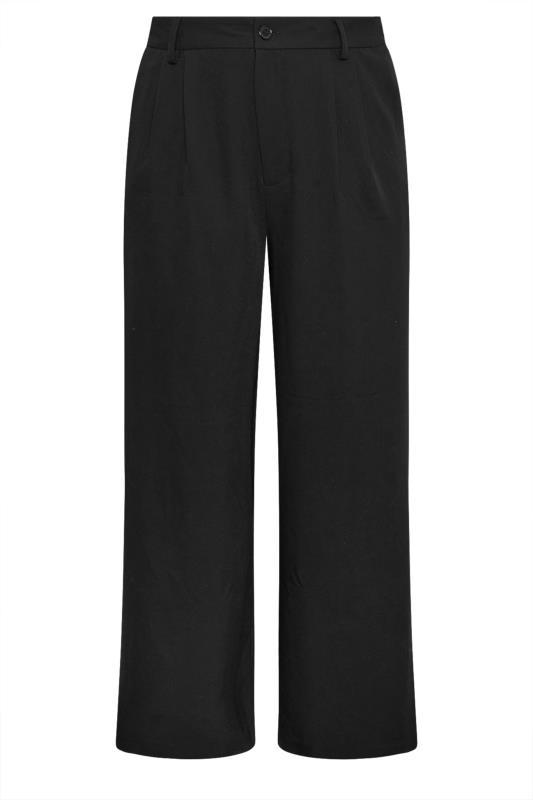 YOURS Plus Size Black Wide Leg Pleat Front Trousers | Yours Clothing  5