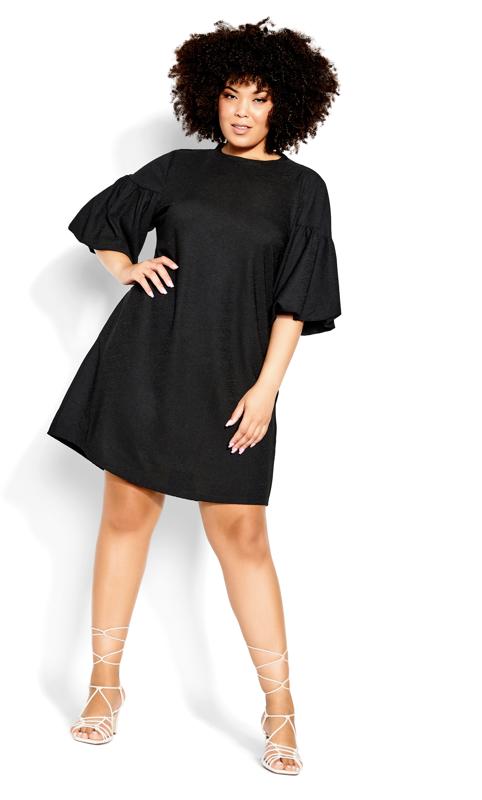 Sassy Style Black Bubble Sleeve Mini Dress 1