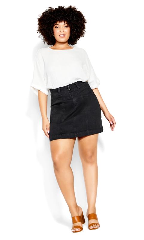 Plus Size  City Chic Black Washed Denim Skirt