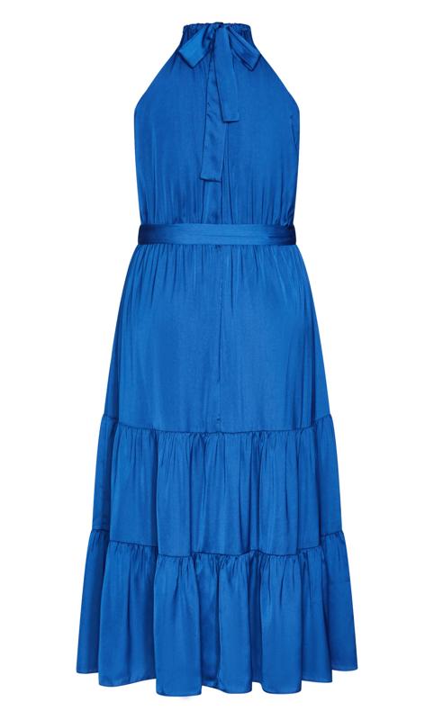 Evans Cobalt Blue Satin Tie Waist Smock Maxi Dress 5