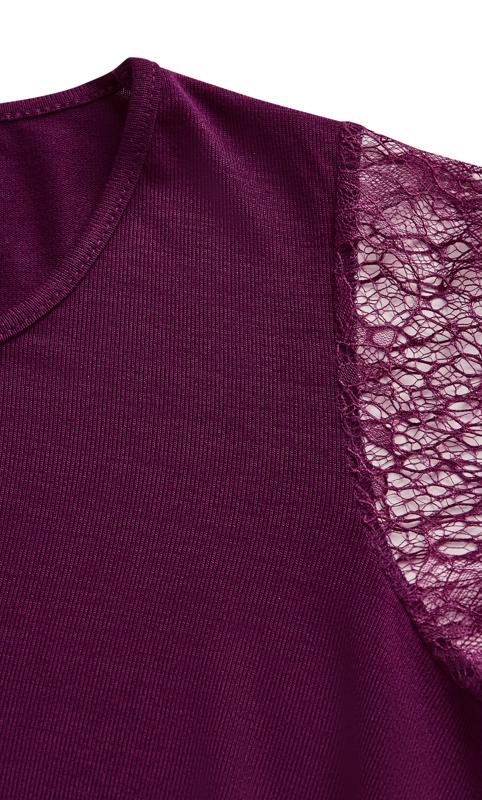 Evans Purple Lace Sleeve Hanky Hem Tunic Top 7