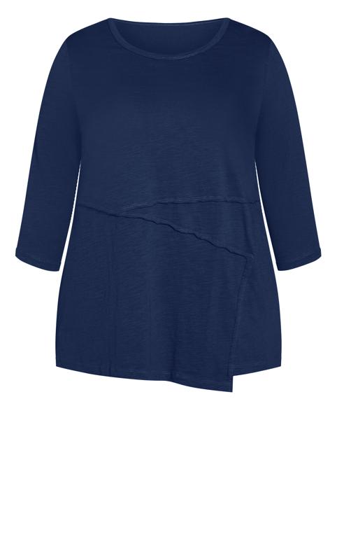 Evans Navy Blue Frill Long Sleeve T-Shirt 5