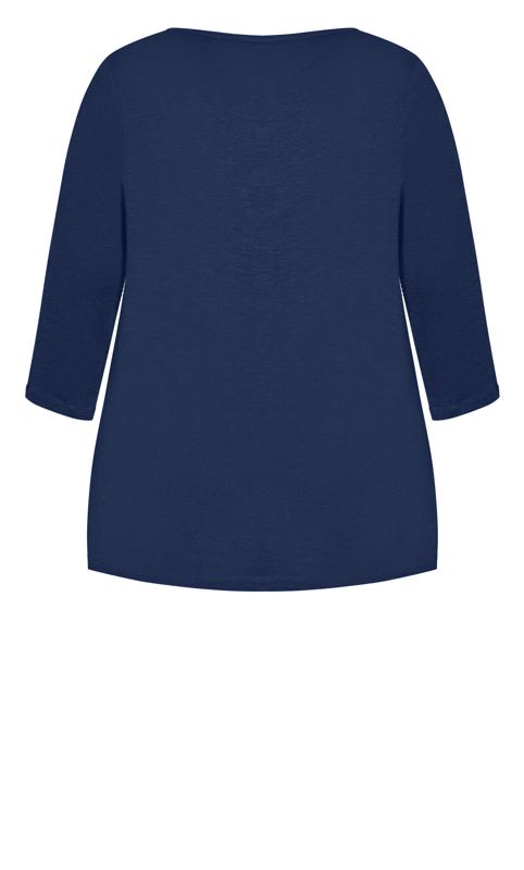 Evans Navy Blue Frill Long Sleeve T-Shirt 6
