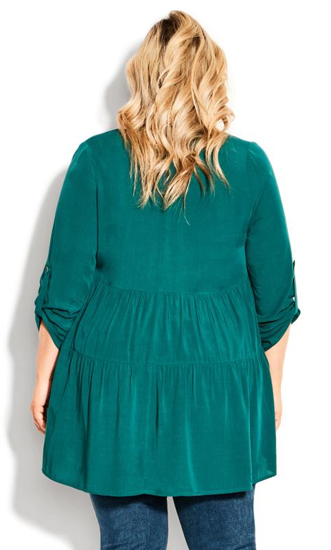 Evans Jade Green Tab Sleeve Blouse 3