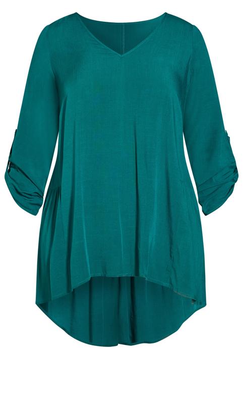 Evans Jade Green Tab Sleeve Blouse 5