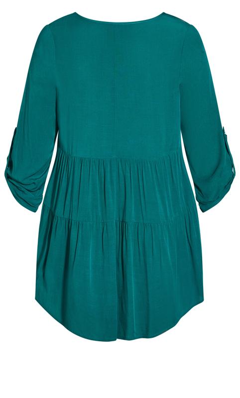 Evans Jade Green Tab Sleeve Blouse 6