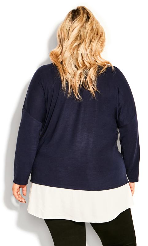 Evans Navy Blue Button Detail Knitted Top 4