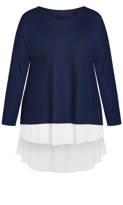 Evans Navy Blue Button Detail Knitted Top 6