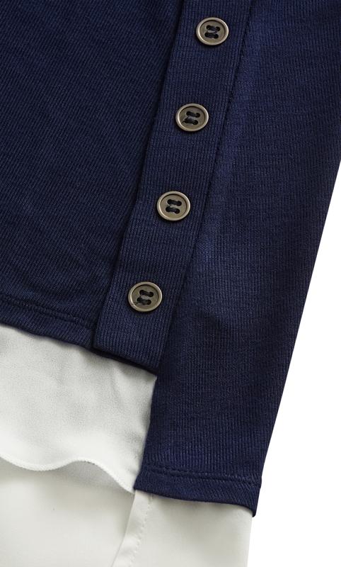 Evans Navy Blue Button Detail Knitted Top 8