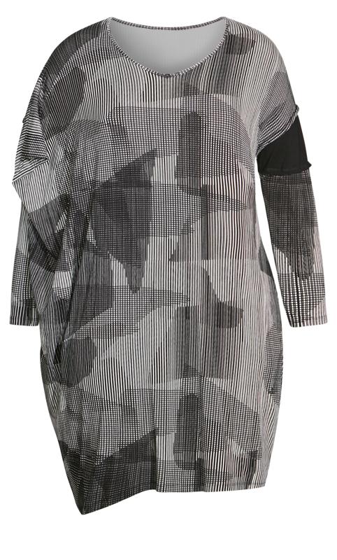 Evans Grey Abstract Print Shift Midi Dress 4