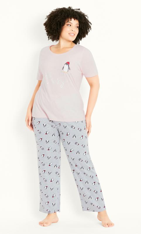  Grande Taille Evans Pink Penguin Print Pyjama Set