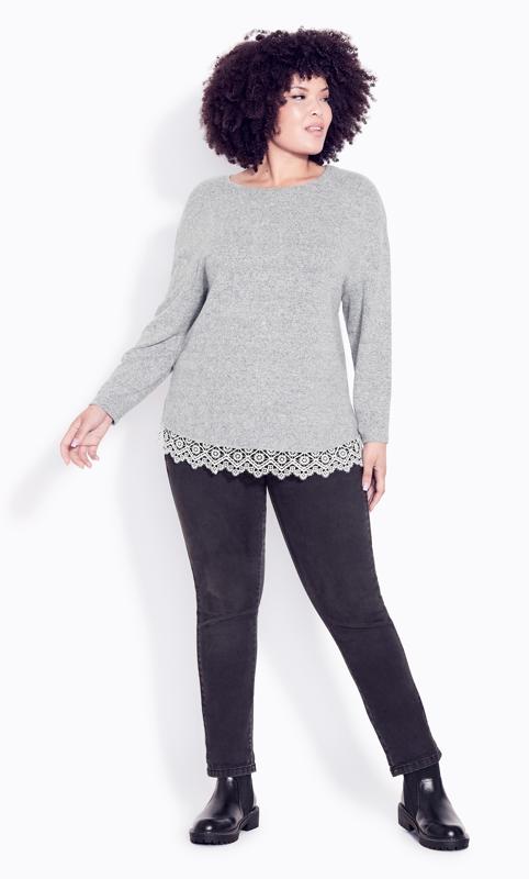 Soft Touch Grey Lace Hem Top  4