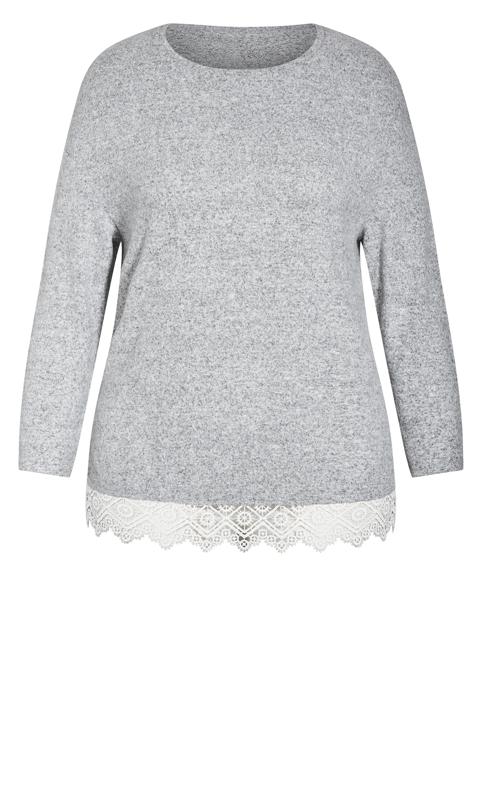 Soft Touch Grey Lace Hem Top  6