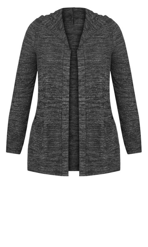 Evans Charcoal Grey Soft Touch Hooded Cardigan | Evans 6