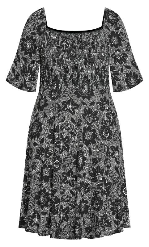 Shirred Print Dress Grey 3