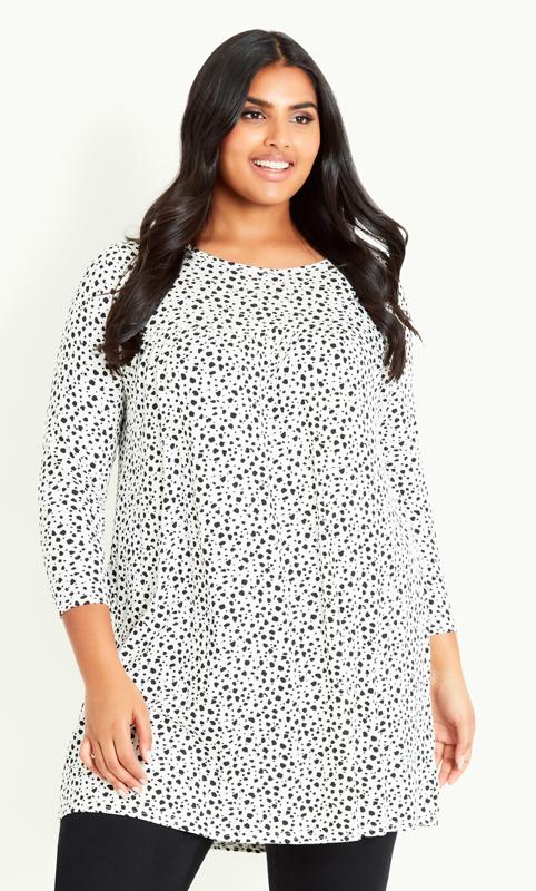  Grande Taille Evans White Spot Gathered Tunic