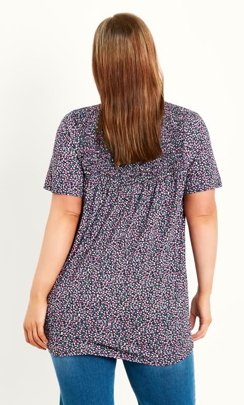 Floral Purple Shirred Top 3