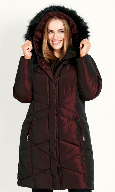 Two Tone Berry Padded Coat 4