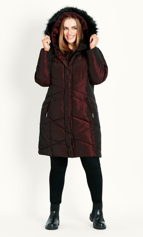 Two Tone Berry Padded Coat 7