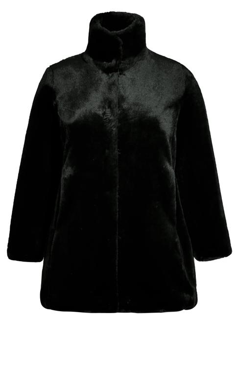 Evans Black Faux Fur Coat | Evans 8