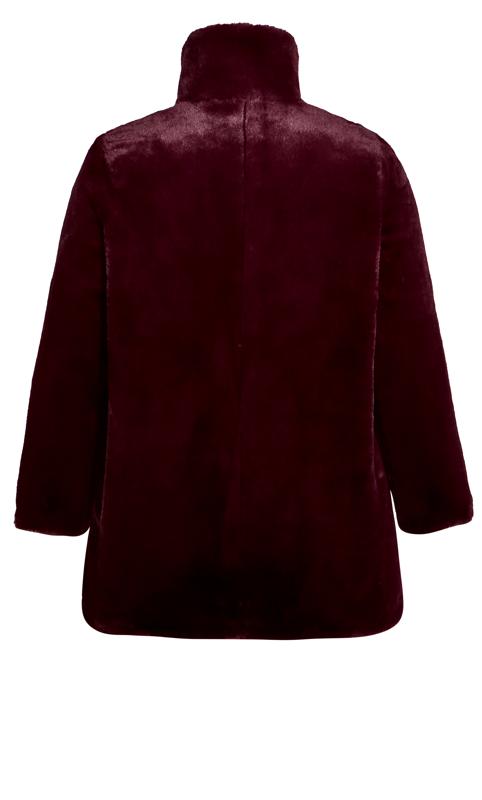 Evans Burgundy Red Faux Fur Coat | Evans 9