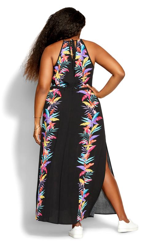 Evans Black Tropical Print Maxi Dress 2