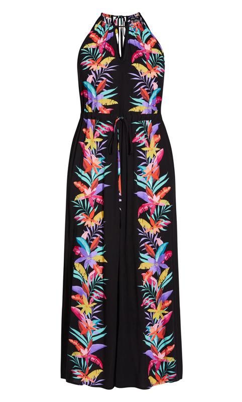 Evans Black Tropical Print Maxi Dress 3