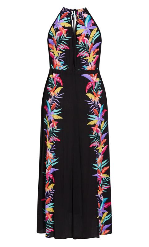 Evans Black Tropical Print Maxi Dress 4