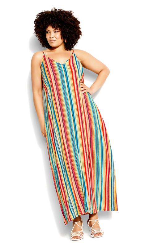  Grande Taille Evans Red Rainbow Maxi Dress