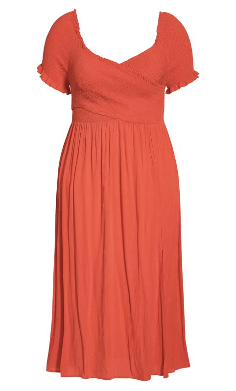 Evans Rust Orange Shirred Maxi Dress 3
