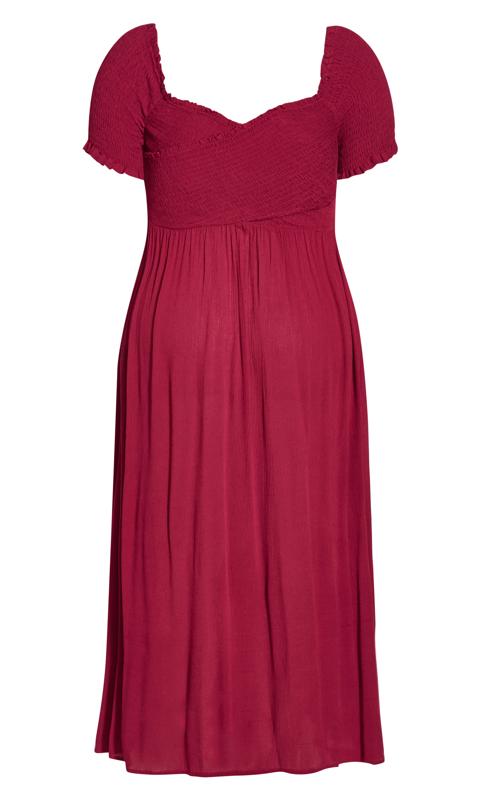 Evans Burgundy Red Shirred Maxi Dress 4